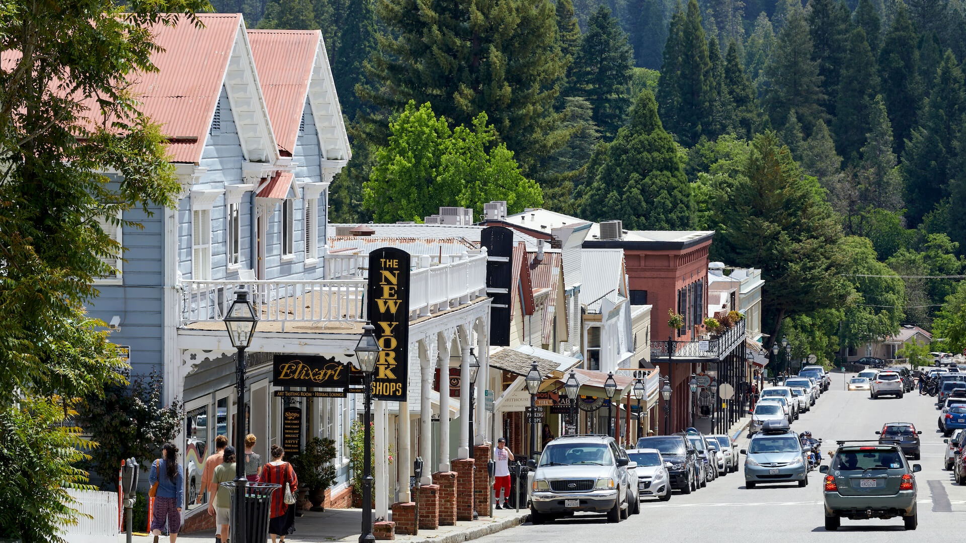 Broad Street Downtown Area in Nevada City, California