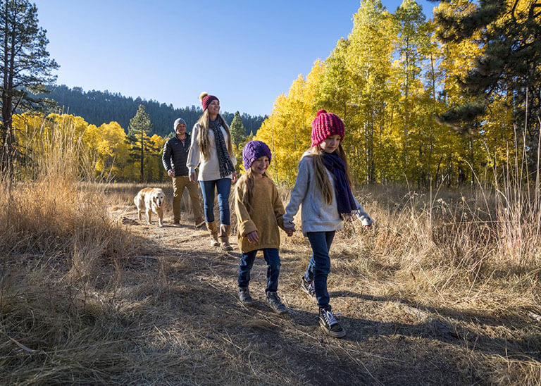 family hiking in lake tahoe