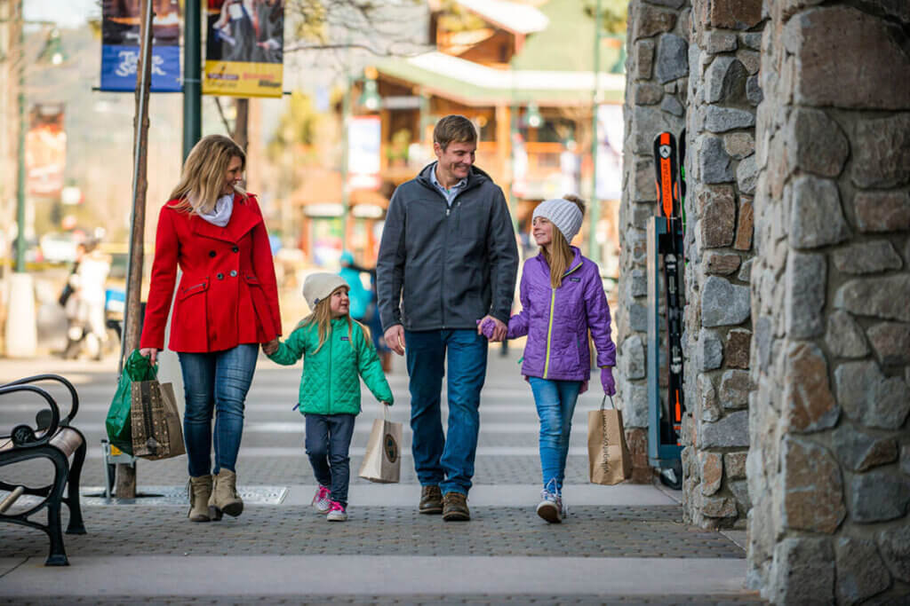 Family shopping Heavenly Village Lake Tahoe