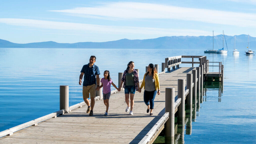 Family exploring Valhalla Pier