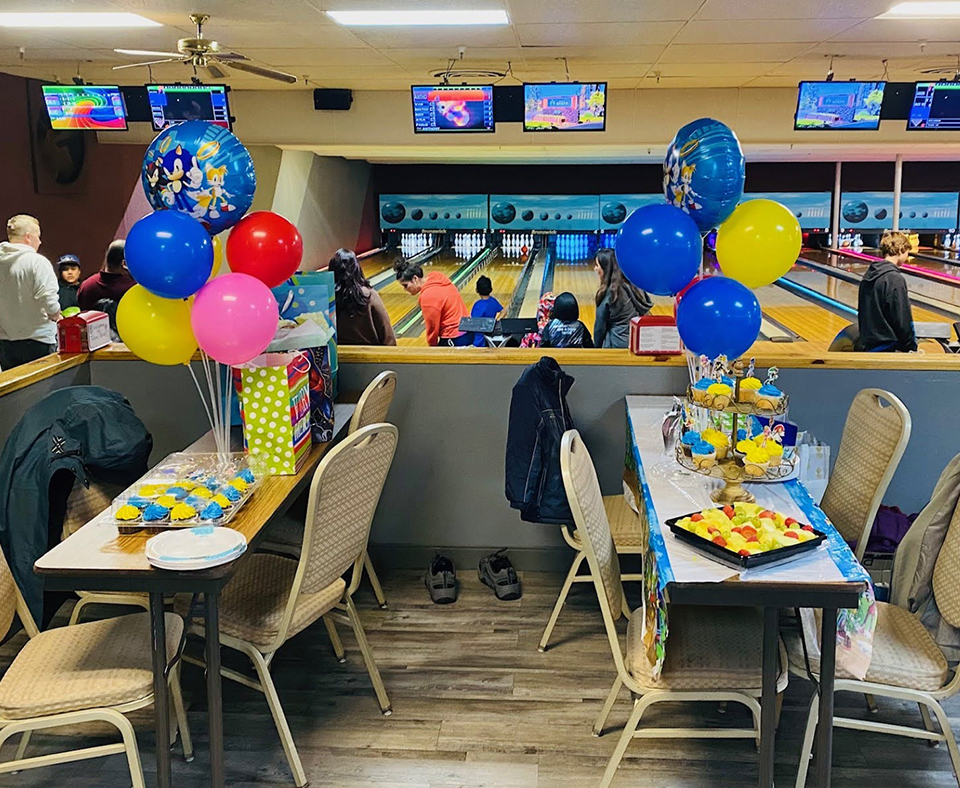 A party set up at Tahoe Bowl