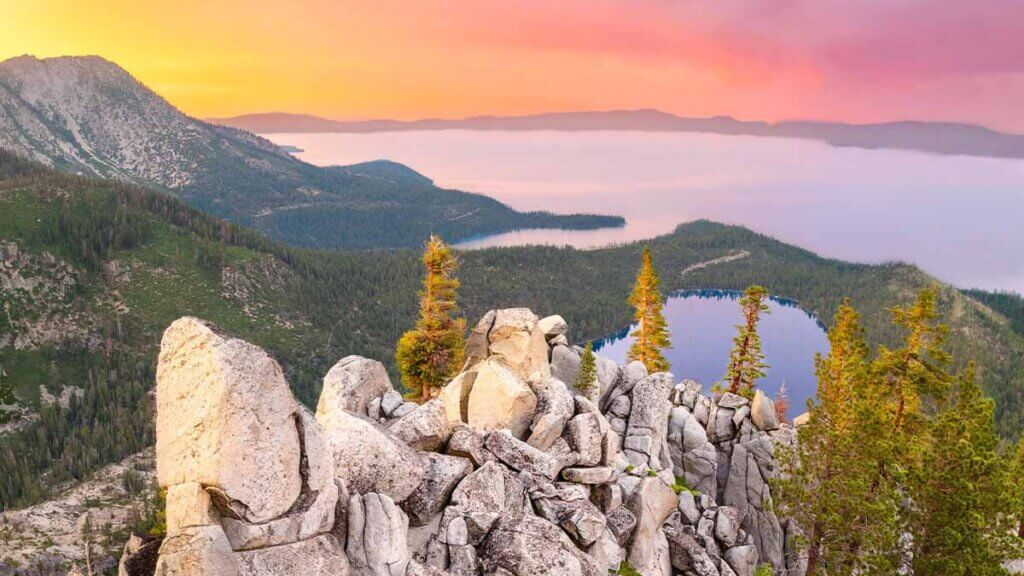 view of south lake tahoe sunset