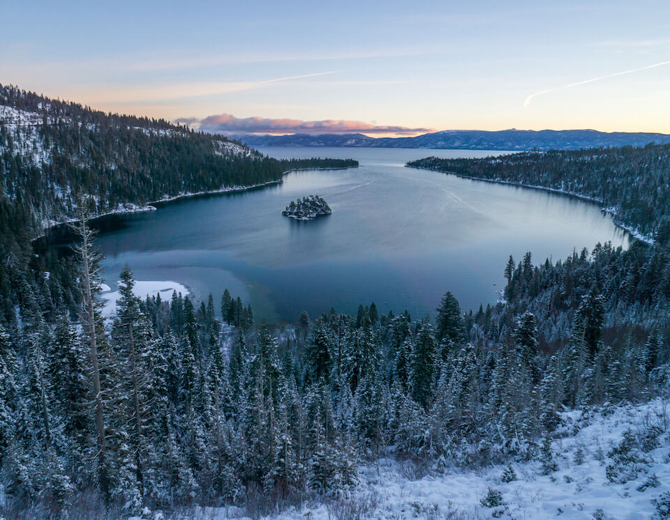 Winter sunrise of Emerald Bay